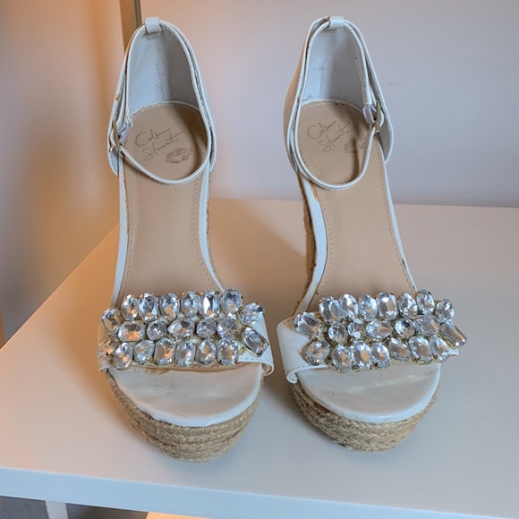 SZ 8.5 Collin Stuart Jeweled Wedges - Picture 7 of 7